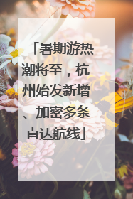 暑期游热潮将至，杭州始发新增、加密多条直达航线